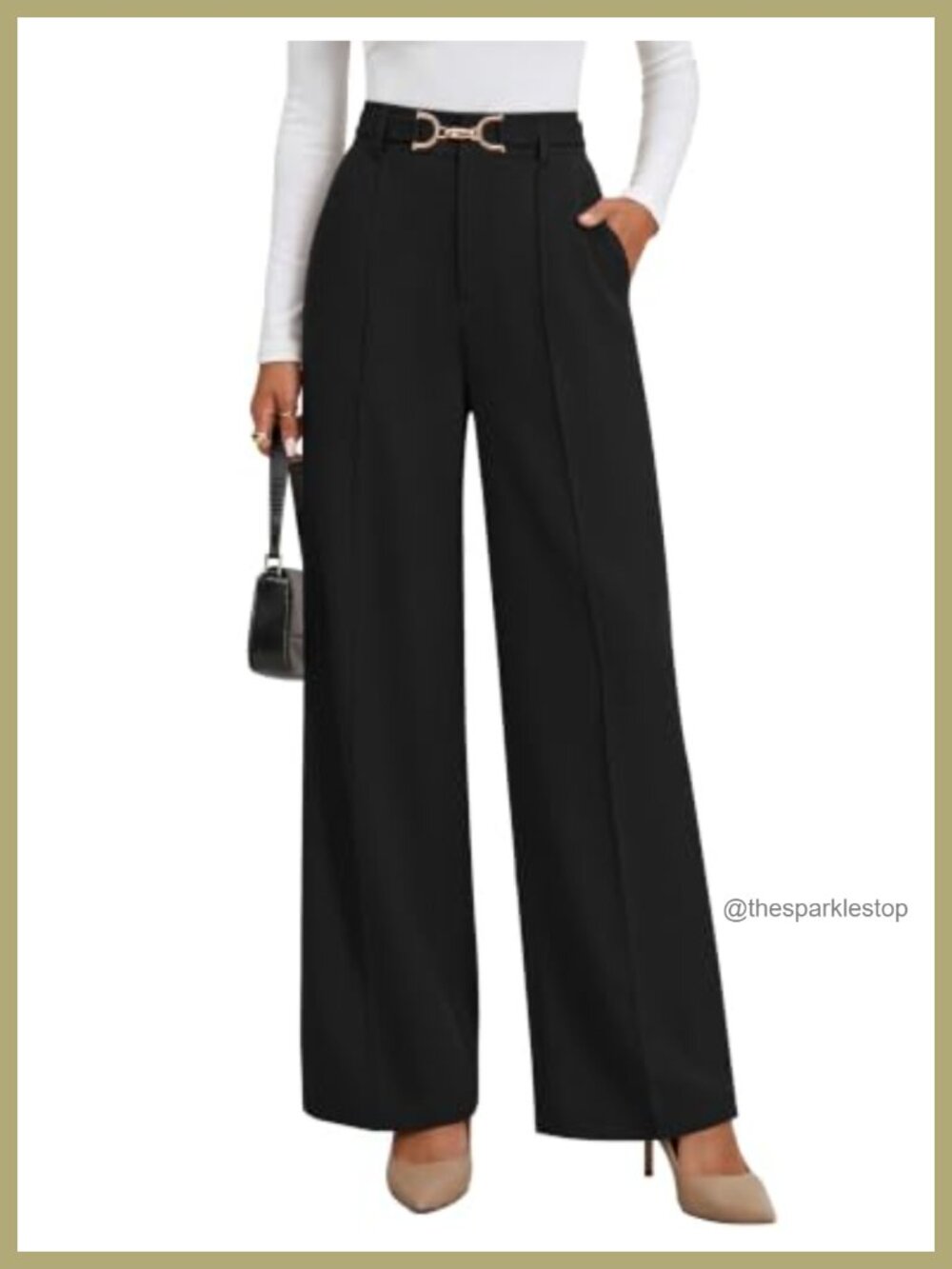 Women's Wide Leg Dress Pants Business Casual Pleated Trousers with Pockets
